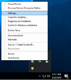 Windows Docker Settings Access