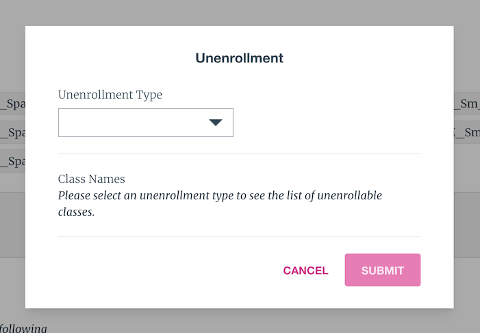 Unenrollment Dialog