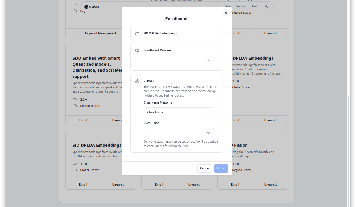 Enrollment Dialog