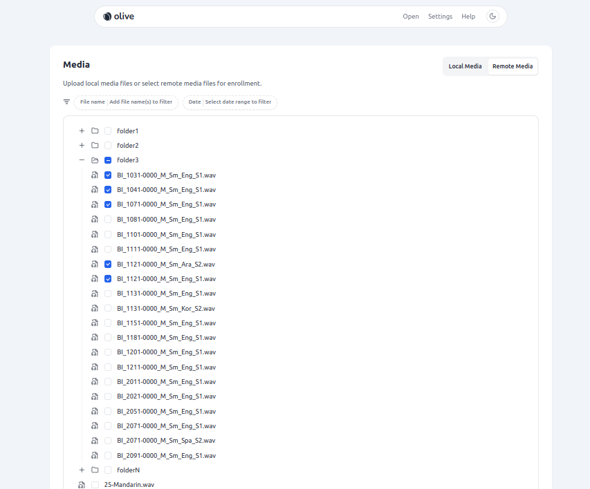 Remote Media Filled Selection