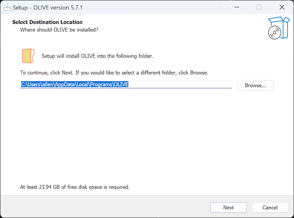 Windows Installer - Choose Location